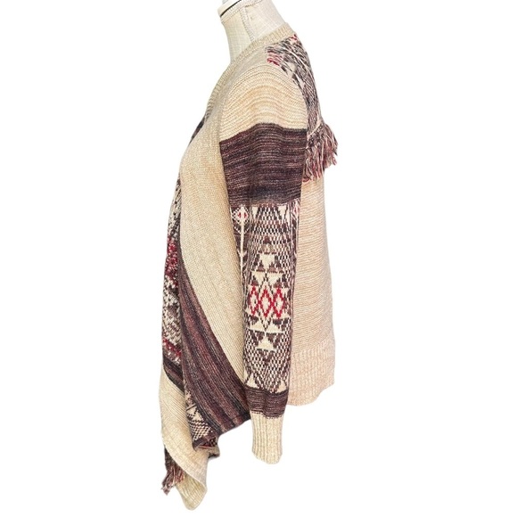 Knox Rose Boho Open Front Southwestern Wrap Fringe Cardigan Sweater Size‎ Large - Picture 2 of 11